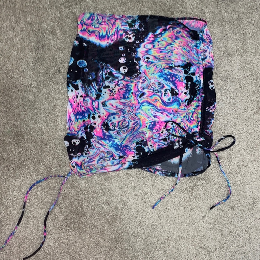 Acid trip mesh rave skirt